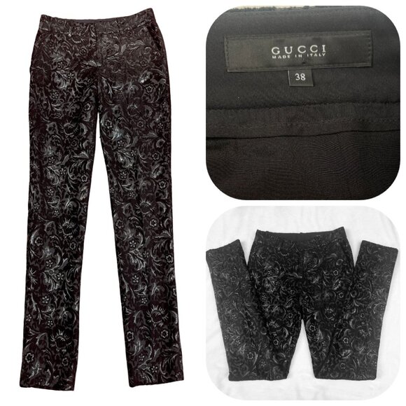 GUCCI Jacquard Hight waist Black Pant IT38 US4 - Picture 1 of 14